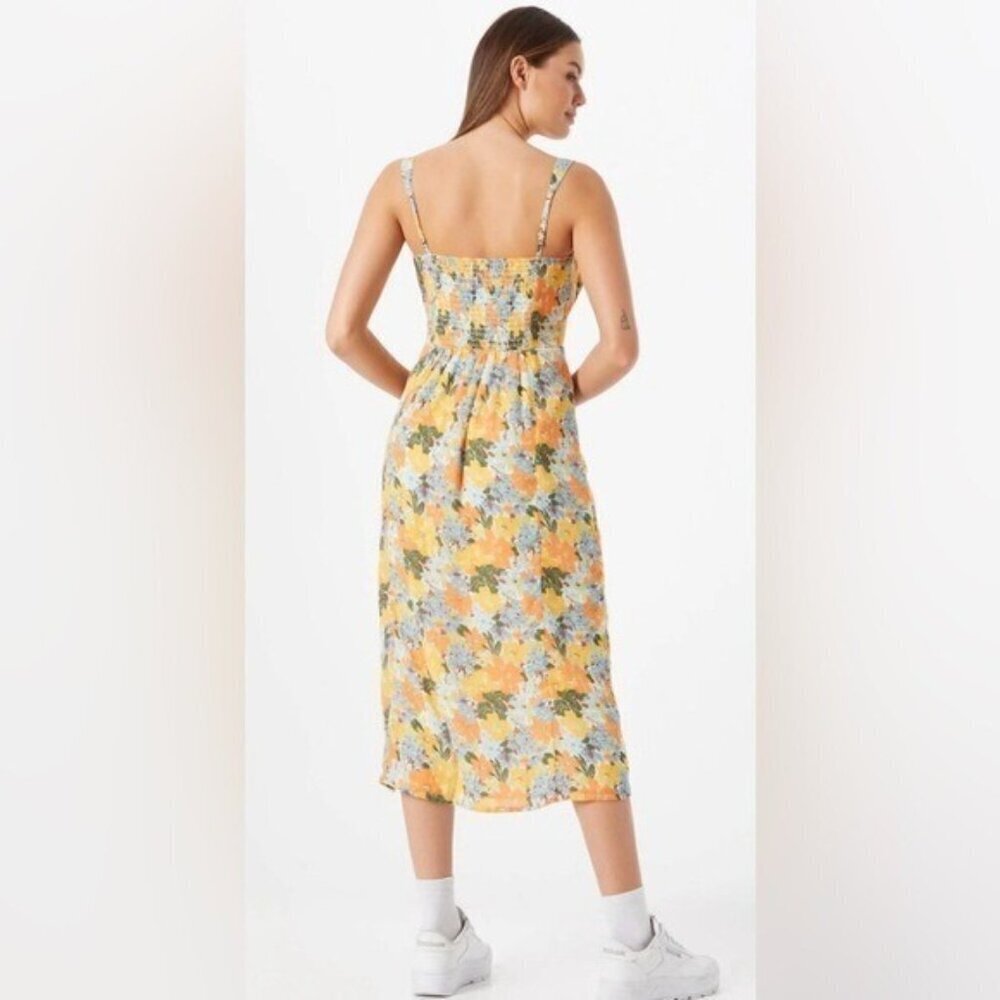 NWOT Abercrombie & Fitch Yellow Floral Slim Midi Dress Adjustable Straps - Picture 6 of 16